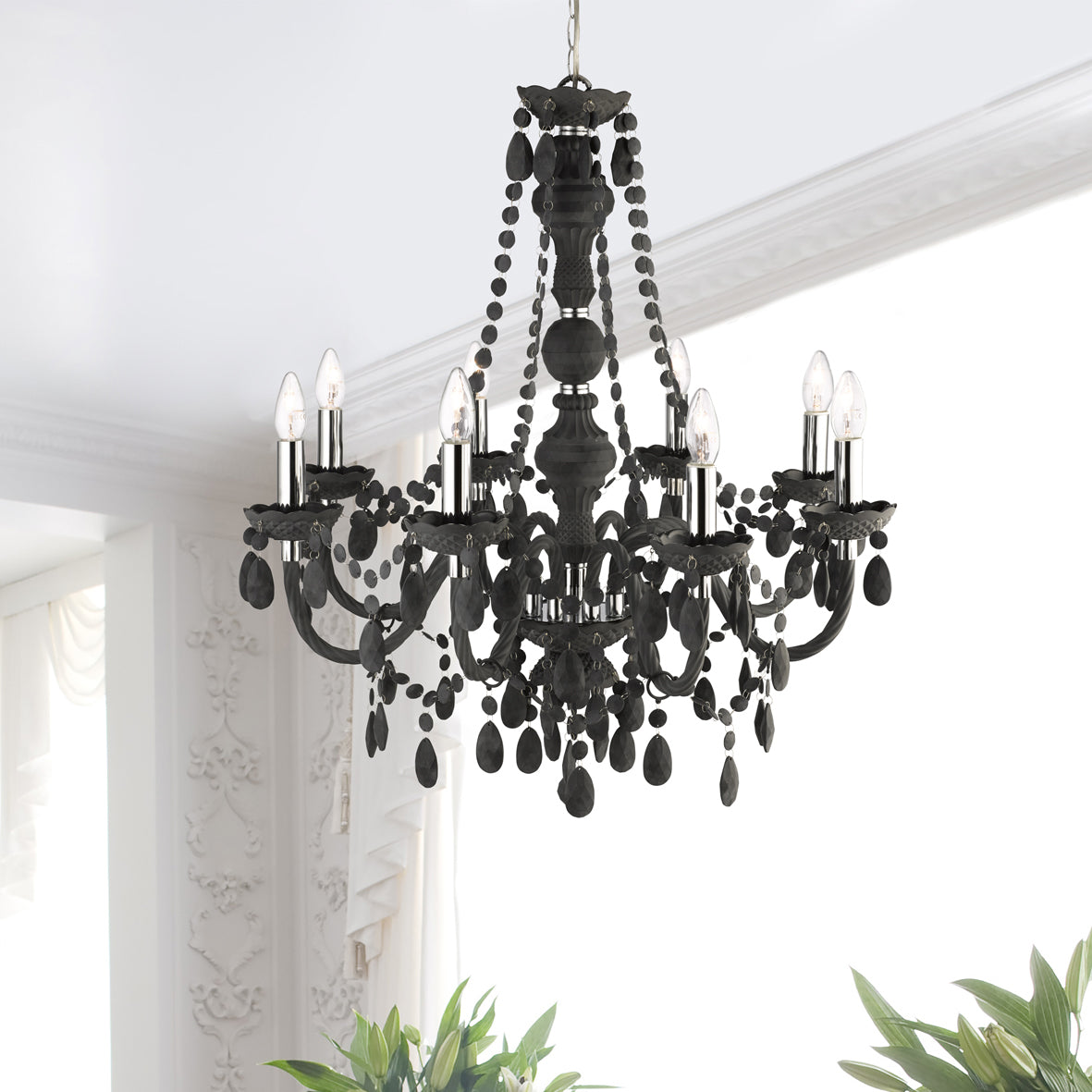 Searchlight Electric Marie Therese  8Lt Pendant - Grey Glass & Acrylic 8888-8GY