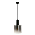 Searchlight Electric Sweden Pendant - Matt Black Metal & Smoked Ombre Glass 88910-1BK