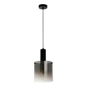 Searchlight Electric Sweden Pendant - Matt Black Metal & Smoked Ombre Glass 88910-1BK