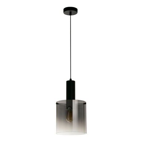 Searchlight Electric Sweden Pendant - Matt Black Metal & Smoked Ombre Glass 88910-1BK