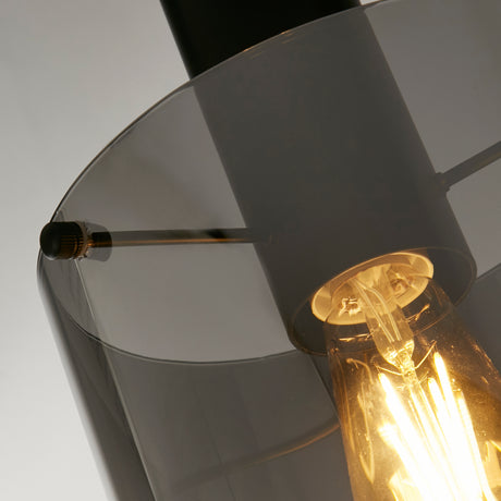 Searchlight Electric Sweden Pendant - Matt Black Metal & Smoked Ombre Glass 88910-1BK