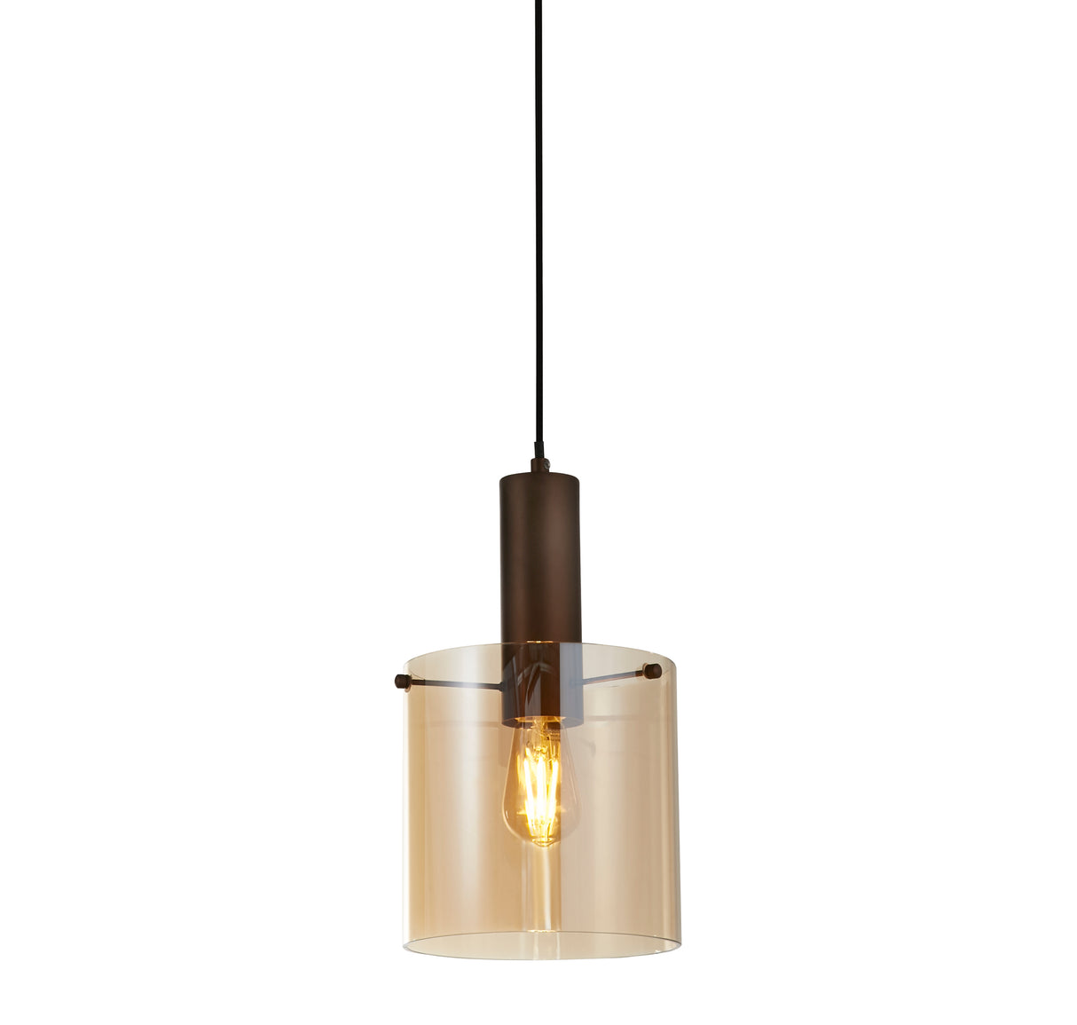 Sweden Pendant - Mocha Metal & Amber Glass