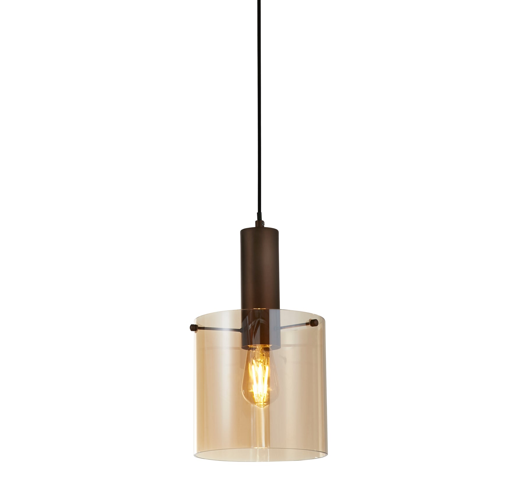 Sweden Pendant - Mocha Metal & Amber Glass