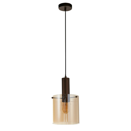 Searchlight Electric Sweden Pendant - Mocha Metal & Amber Glass 88910-1MO