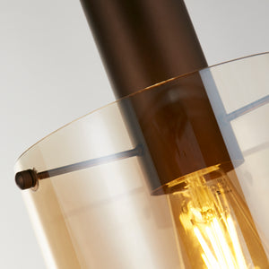 Searchlight Electric Sweden Pendant - Mocha Metal & Amber Glass 88910-1MO