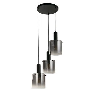 Searchlight Electric Sweden 3Lt Multi-Drop Pendant - Black Metal & Smoked Glass 88910-3BK
