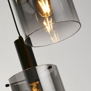 Searchlight Electric Sweden 3Lt Multi-Drop Pendant - Black Metal & Smoked Glass 88910-3BK