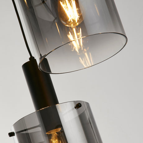 Searchlight Electric Sweden 3Lt Multi-Drop Pendant - Black Metal & Smoked Glass 88910-3BK