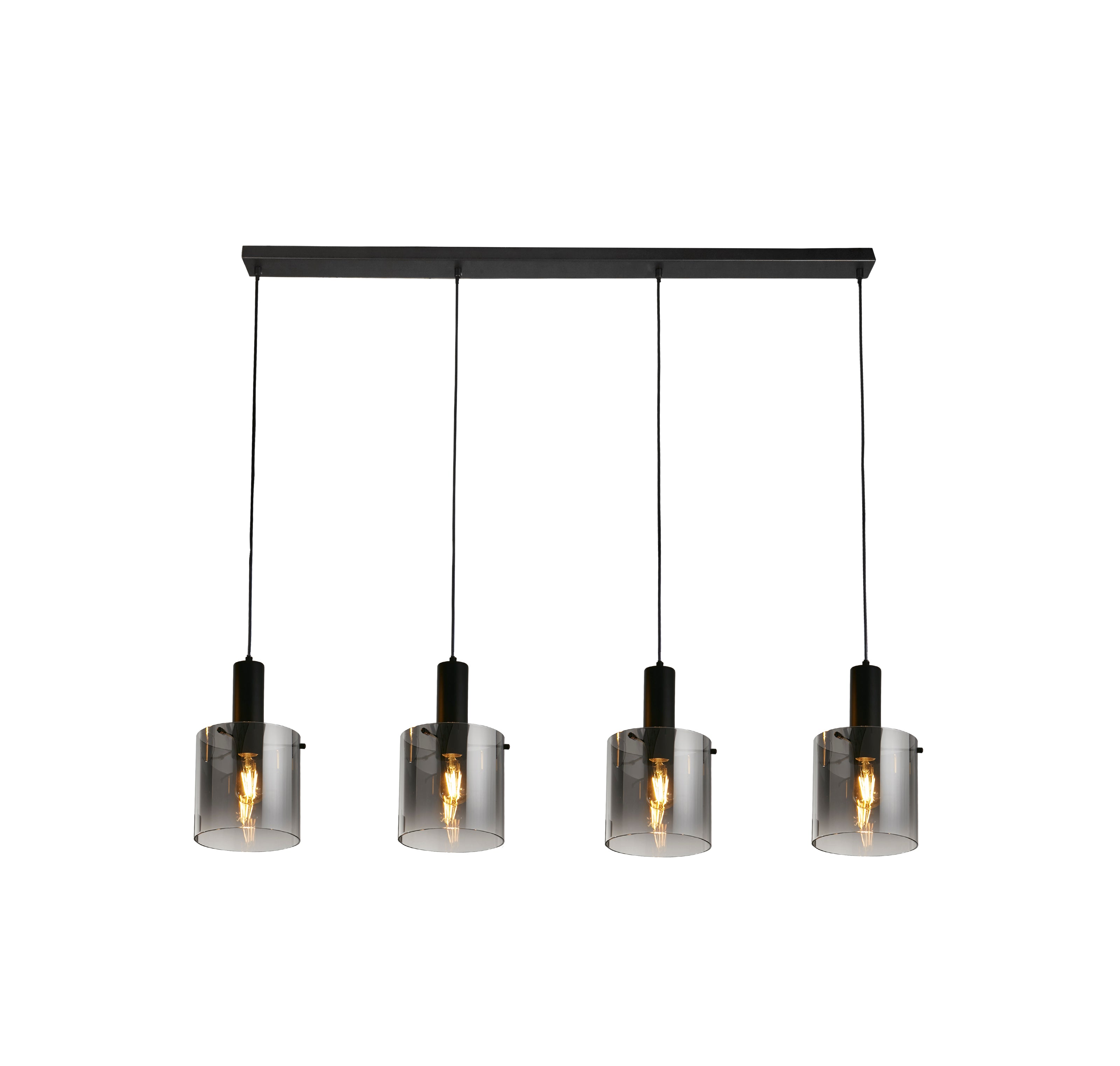 Sweden 4Lt Bar Pendant - Black Metal & Smoked Ombre Glass