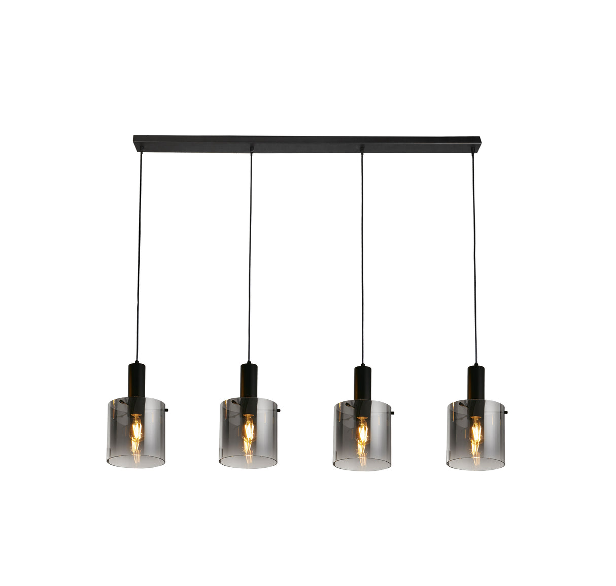 Sweden 4Lt Bar Pendant - Black Metal & Smoked Ombre Glass