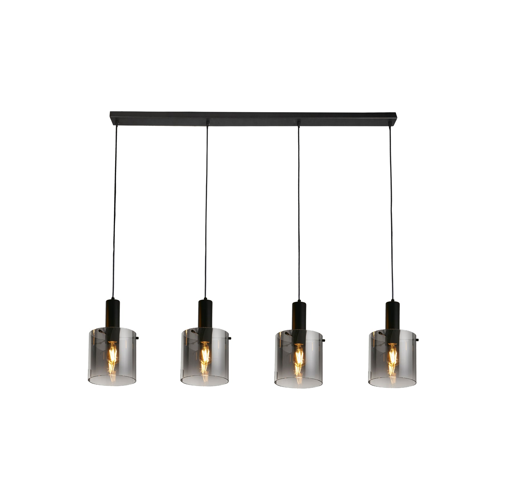 Sweden 4Lt Bar Pendant - Black Metal & Smoked Ombre Glass