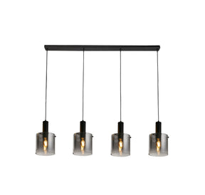 Sweden 4Lt Bar Pendant - Black Metal & Smoked Ombre Glass