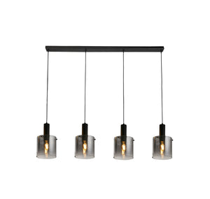 Sweden 4Lt Bar Pendant - Black Metal & Smoked Ombre Glass
