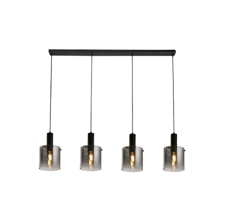 Sweden 4Lt Bar Pendant - Black Metal & Smoked Ombre Glass