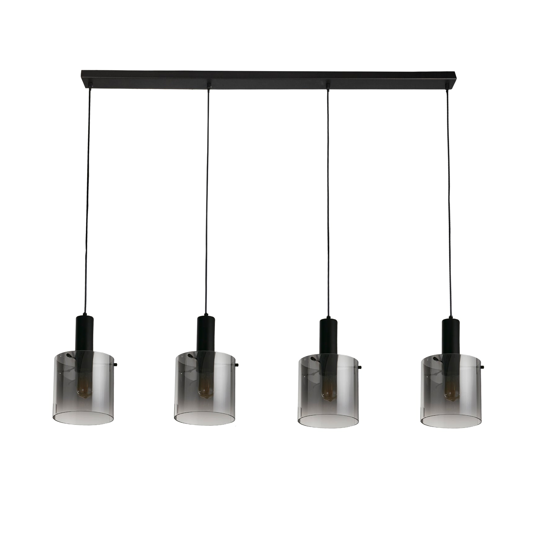 Searchlight Electric Sweden 4Lt Bar Pendant - Black Metal & Smoked Ombre Glass 88910-4BK