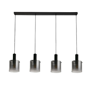 Searchlight Electric Sweden 4Lt Bar Pendant - Black Metal & Smoked Ombre Glass 88910-4BK