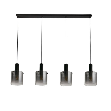 Searchlight Electric Sweden 4Lt Bar Pendant - Black Metal & Smoked Ombre Glass 88910-4BK