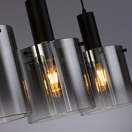 Searchlight Electric Sweden 4Lt Bar Pendant - Black Metal & Smoked Ombre Glass 88910-4BK