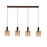 Searchlight Electric Sweden 4Lt Bar Pendant - Mocha Metal & Amber Glass 88910-4MO