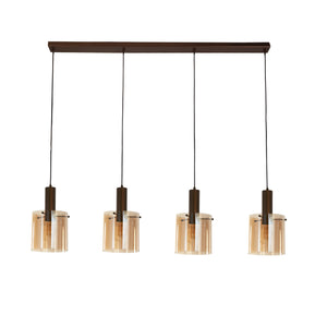 Searchlight Electric Sweden 4Lt Bar Pendant - Mocha Metal & Amber Glass 88910-4MO