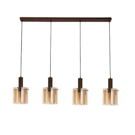 Searchlight Electric Sweden 4Lt Bar Pendant - Mocha Metal & Amber Glass 88910-4MO