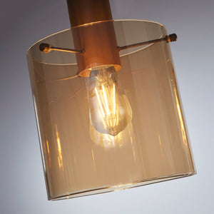 Searchlight Electric Sweden 4Lt Bar Pendant - Mocha Metal & Amber Glass 88910-4MO