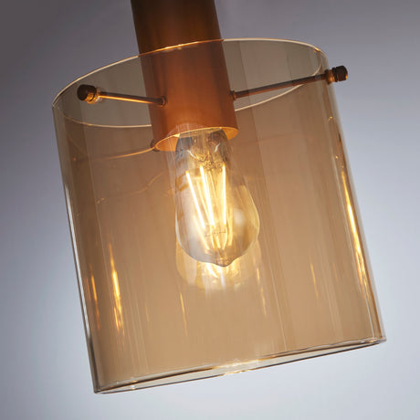 Searchlight Electric Sweden 4Lt Bar Pendant - Mocha Metal & Amber Glass 88910-4MO