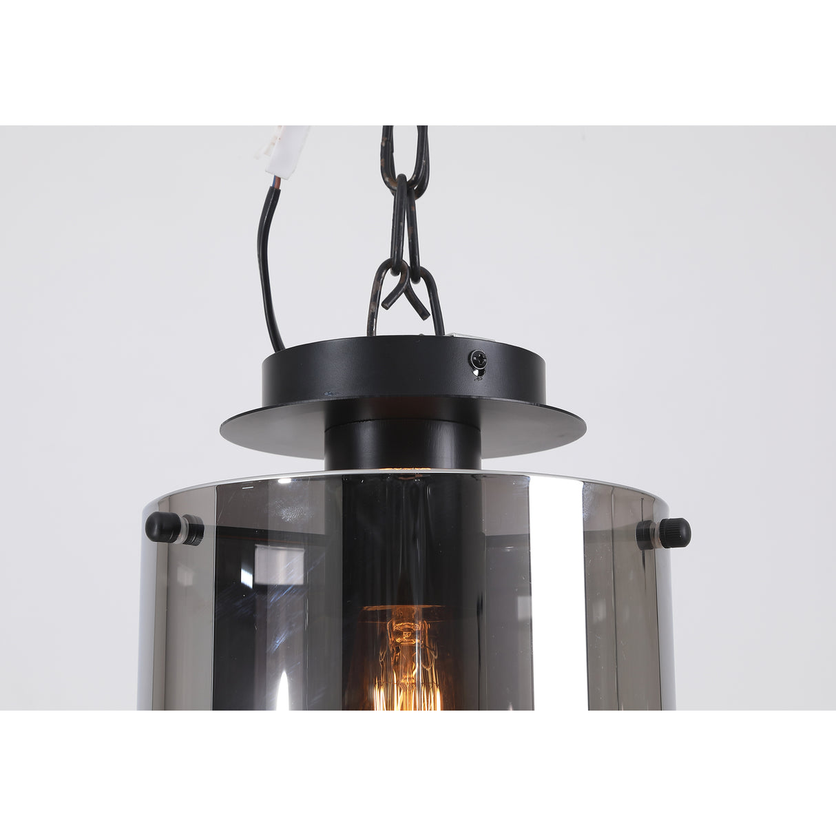 Searchlight Electric Sweden 1Lt Flush - Matt Black & Smoked Glass 88911-1BK