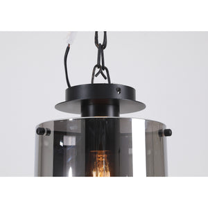 Searchlight Electric Sweden 1Lt Flush - Matt Black & Smoked Glass 88911-1BK