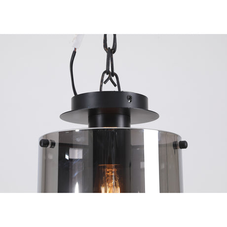 Searchlight Electric Sweden 1Lt Flush - Matt Black & Smoked Glass 88911-1BK