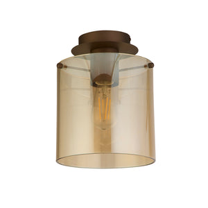 Searchlight Electric Sweden 1Lt Flush - Mocha Metal & Amber Glass 88911-1MO