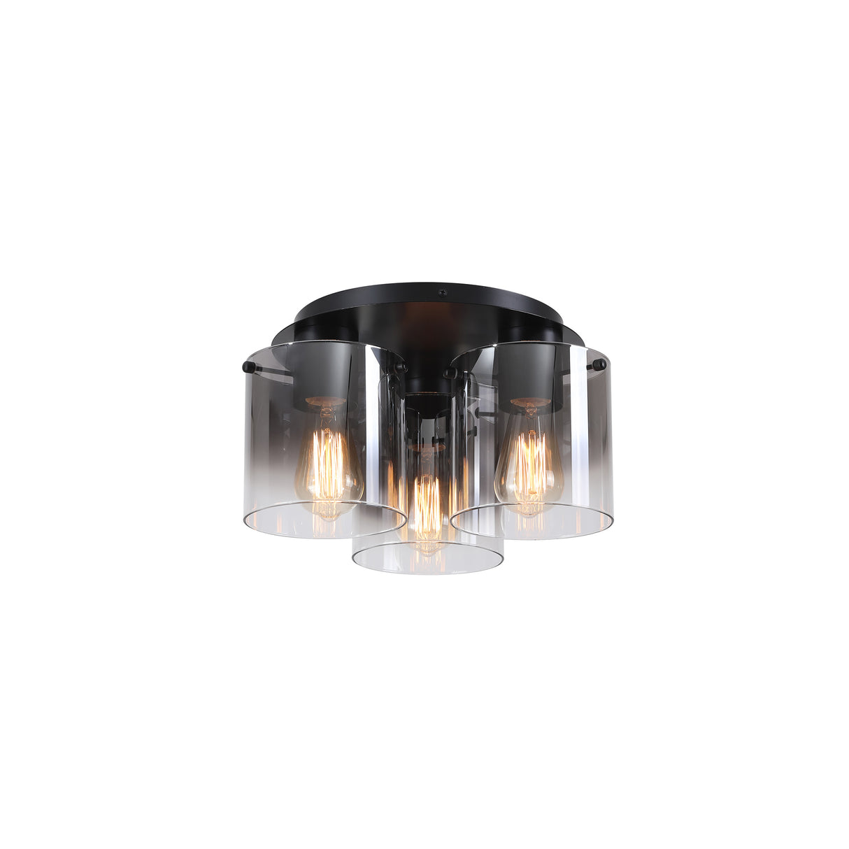 Sweden 3LT Flush - Matt Black & Smoked Glass