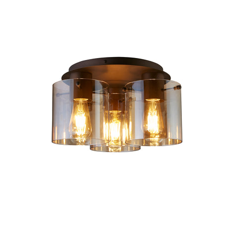 Sweden 3LT Flush - Mocha Metal & Amber Glass