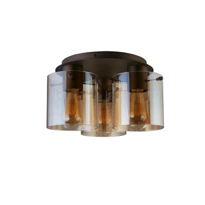 Searchlight Electric Sweden 3LT Flush - Mocha Metal & Amber Glass 88911-3MO