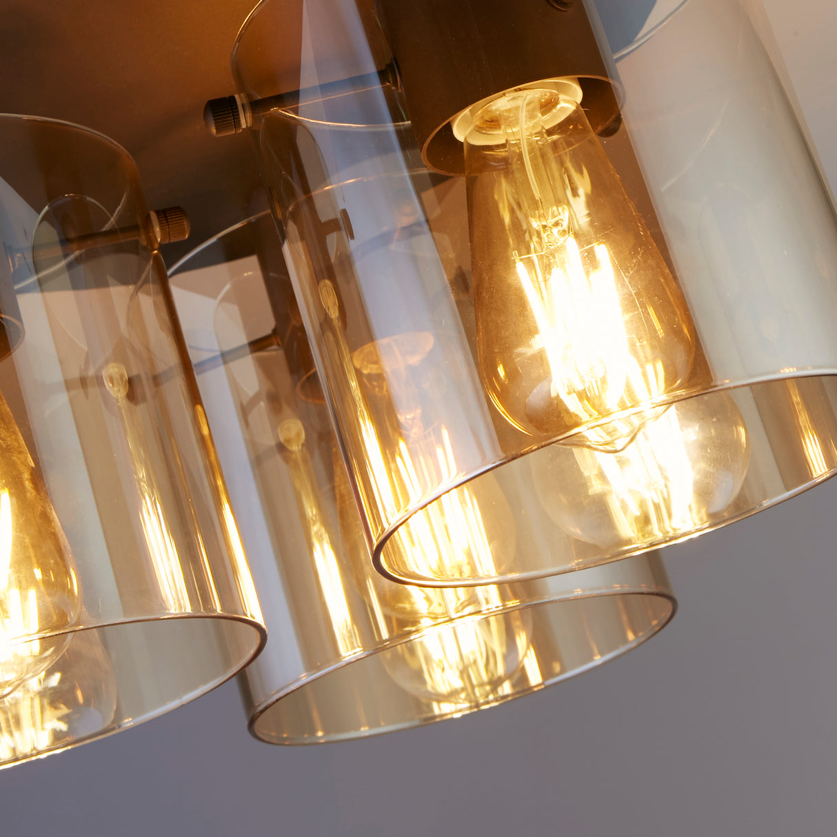 Searchlight Electric Sweden 3LT Flush - Mocha Metal & Amber Glass 88911-3MO
