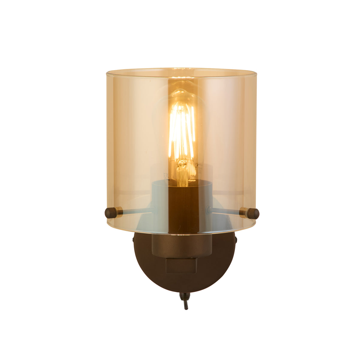 Sweden 1Lt Wall Light - Mocha Metal & Amber Glass