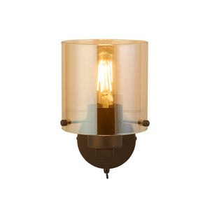 Sweden 1Lt Wall Light - Mocha Metal & Amber Glass