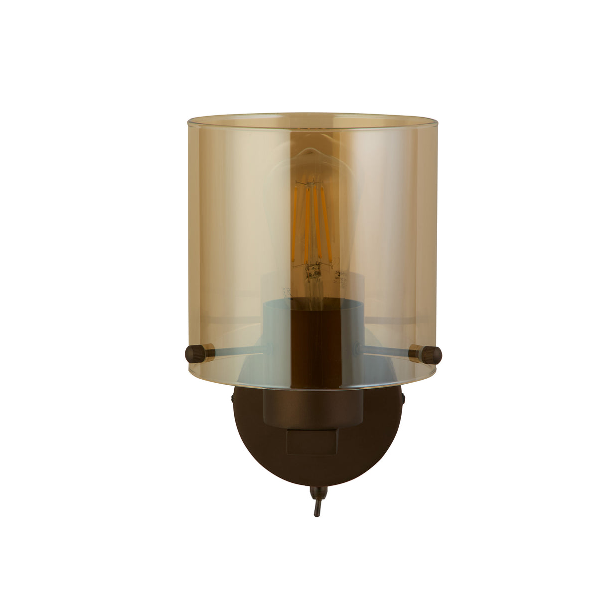 Searchlight Electric Sweden 1Lt Wall Light - Mocha Metal & Amber Glass 88912-1MO