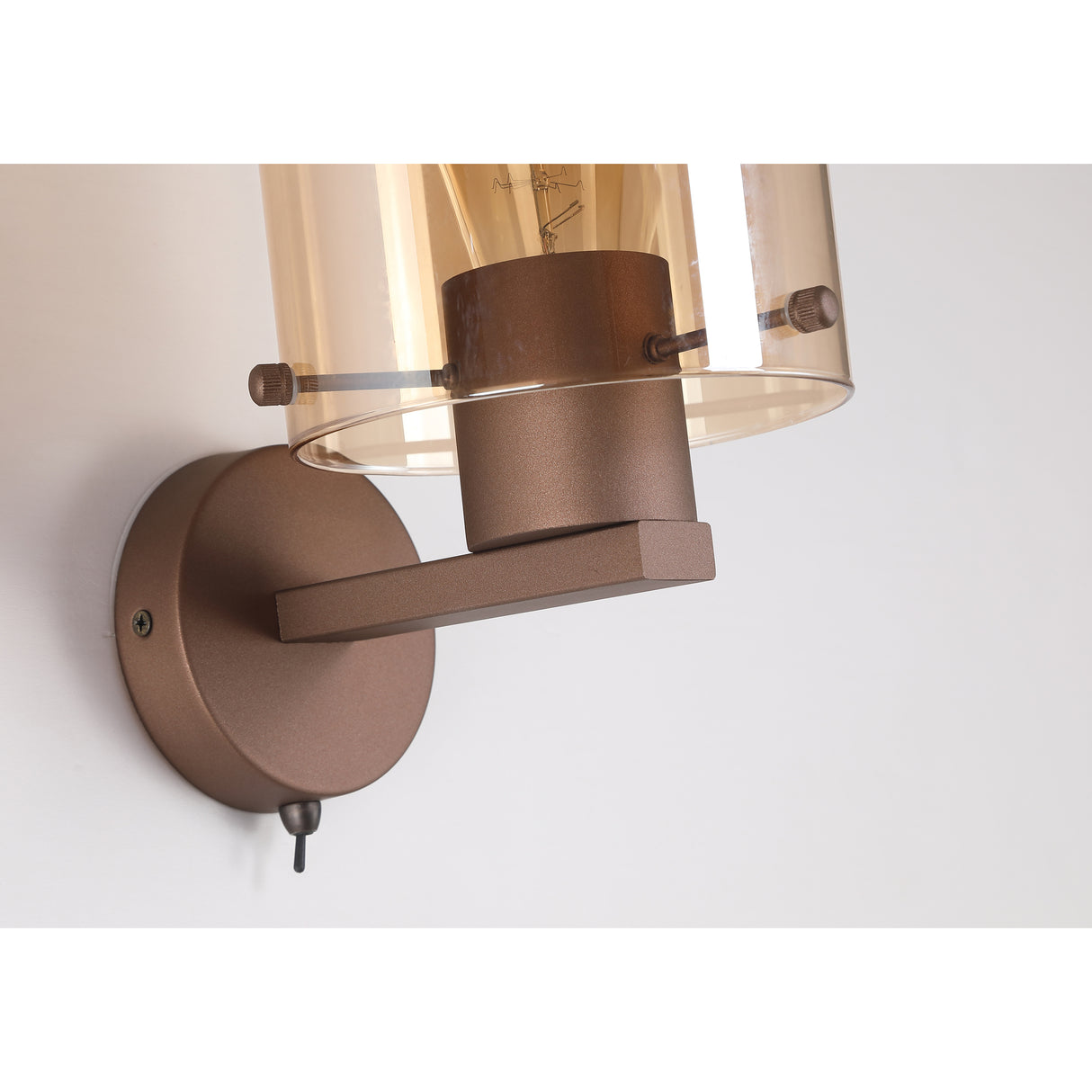 Searchlight Electric Sweden 1Lt Wall Light - Mocha Metal & Amber Glass 88912-1MO