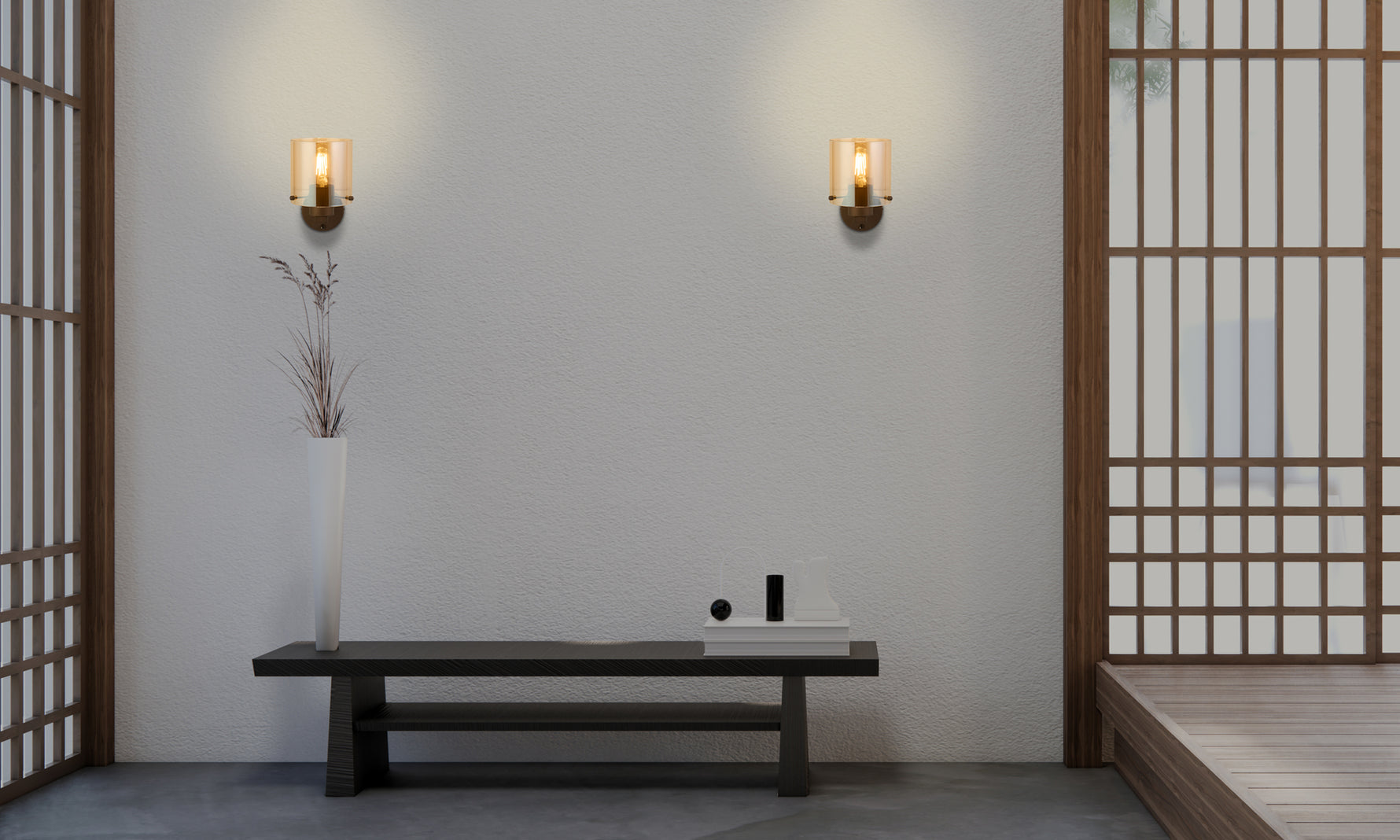 Searchlight Electric Sweden 1Lt Wall Light - Mocha Metal & Amber Glass 88912-1MO