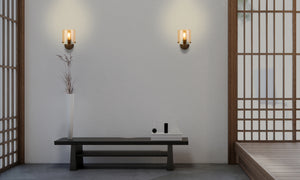 Searchlight Electric Sweden 1Lt Wall Light - Mocha Metal & Amber Glass 88912-1MO