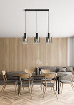 Searchlight Electric Sweden 3Lt Bar Pendant - Black Metal & Smoked Ombre Glass 88912-3BK
