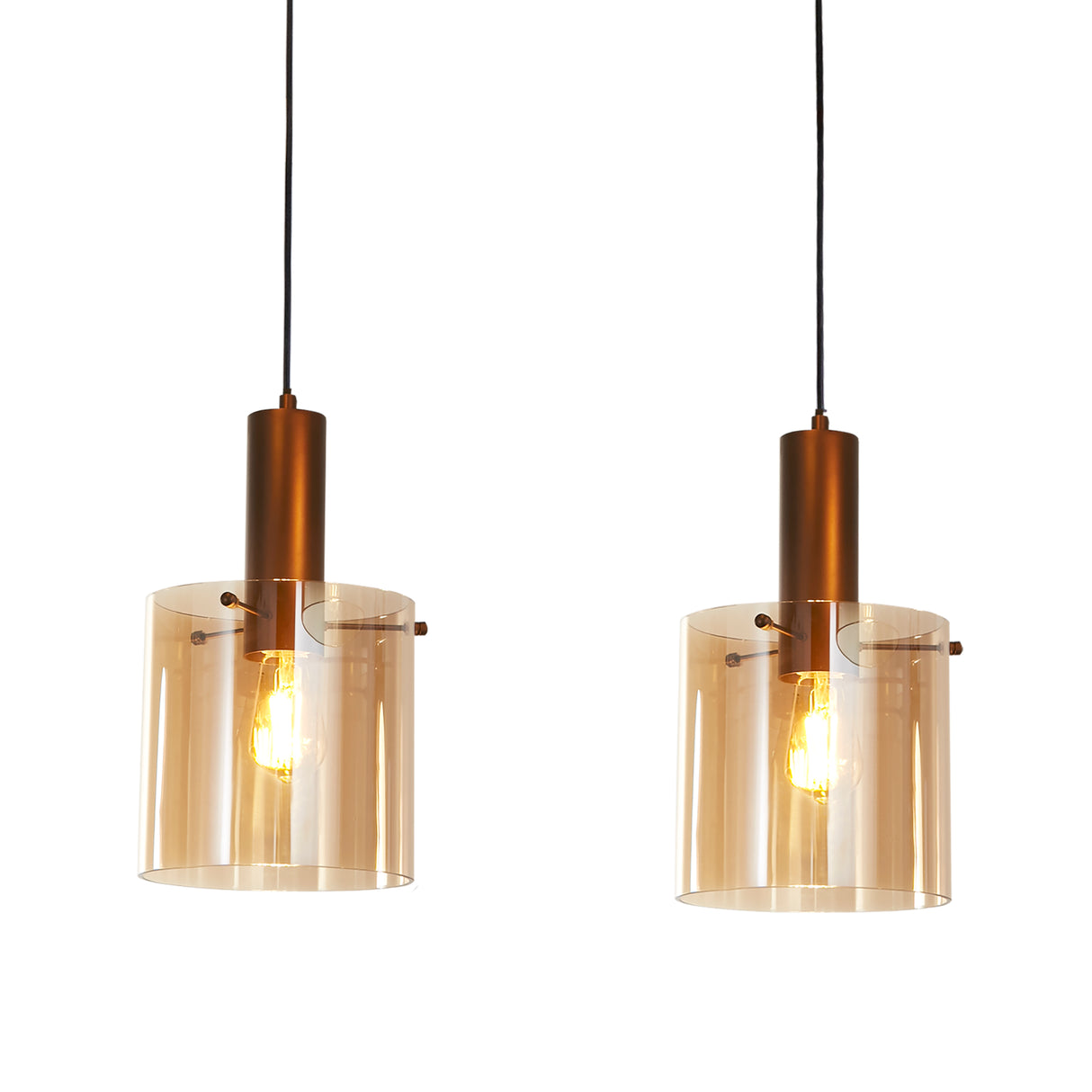 Searchlight Electric Sweden 3Lt Bar Pendant - Mocha Metal & Amber Glass 88912-3MO