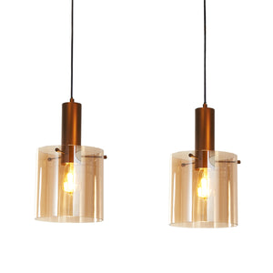 Searchlight Electric Sweden 3Lt Bar Pendant - Mocha Metal & Amber Glass 88912-3MO