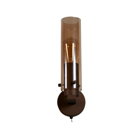 Searchlight Electric Sweden II 1Lt Wall Light - Mocha Metal & Amber Glass 88920-1MO
