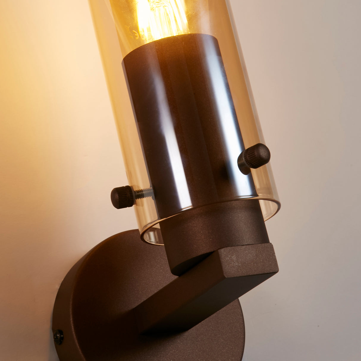 Searchlight Electric Sweden II 1Lt Wall Light - Mocha Metal & Amber Glass 88920-1MO