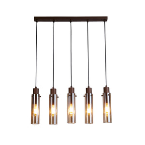 Sweden II 5Lt Bar Pendant - Mocha Metal & Amber Glass