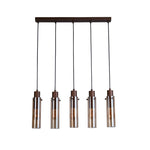 Searchlight Electric Sweden II 5Lt Bar Pendant - Mocha Metal & Amber Glass 88921-5MO