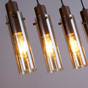 Searchlight Electric Sweden II 5Lt Bar Pendant - Mocha Metal & Amber Glass 88921-5MO