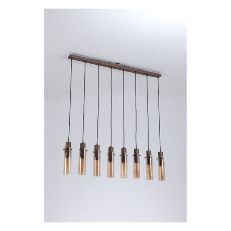 Searchlight Electric Sweden II 8Lt Bar Pendant - Mocha Metal & Amber Glass 88921-8MO